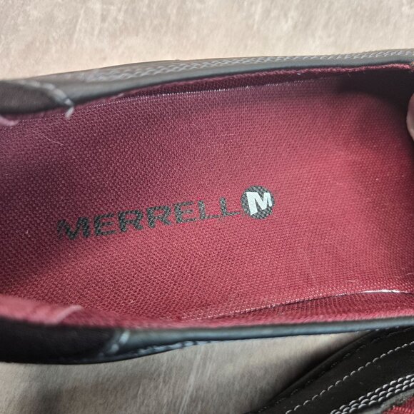Merrell Square Toe Loafers Size 8 Leather Comfort Preppy Work Slip On Flat Shoes - Picture 10 of 10